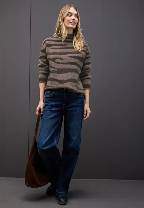 Kuscheliger Jacquard Sweater silk brown