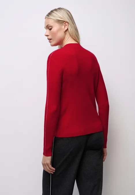 Pullover in Rippstruktur racing red