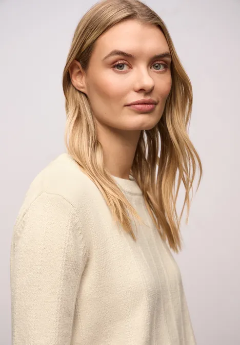 Trui met structuur soft beige
