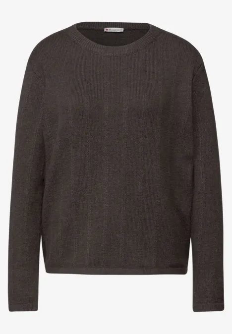 Trui met structuur rustic brown mel.