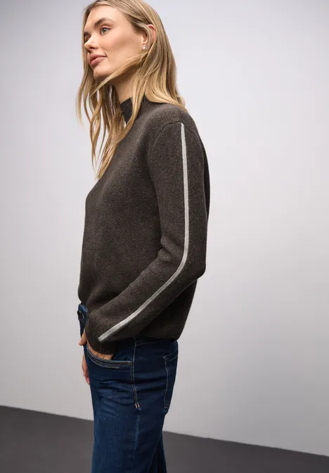 Trui met tape details rustic brown mel.