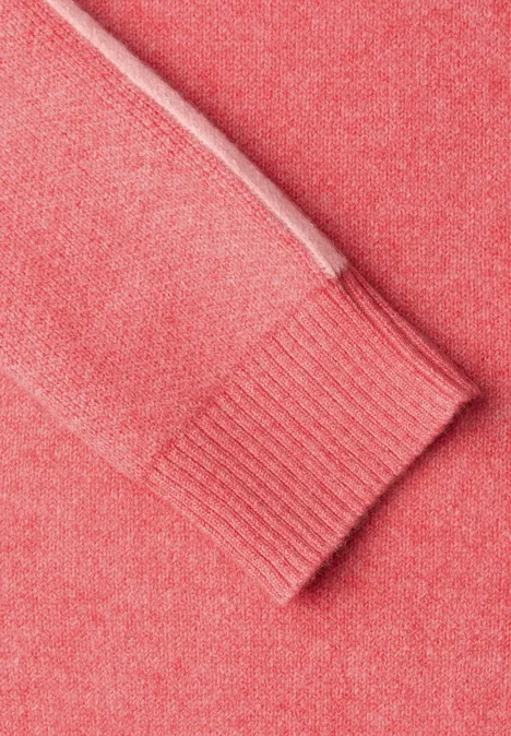 Trui met tape details striking coral mel.