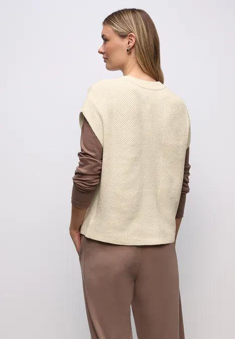 Pull chenille sans manches soft beige