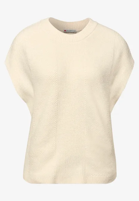 Pull chenille sans manches soft beige