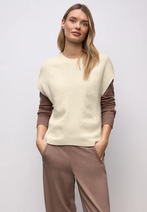 Pull chenille sans manches soft beige