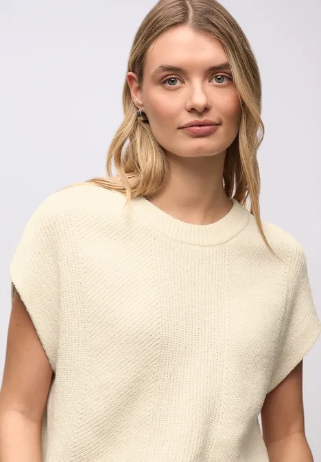 Pull chenille sans manches soft beige