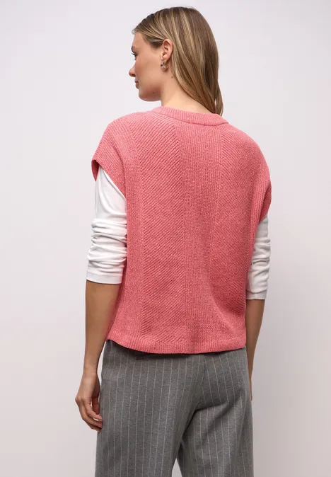 Pull chenille sans manches striking coral