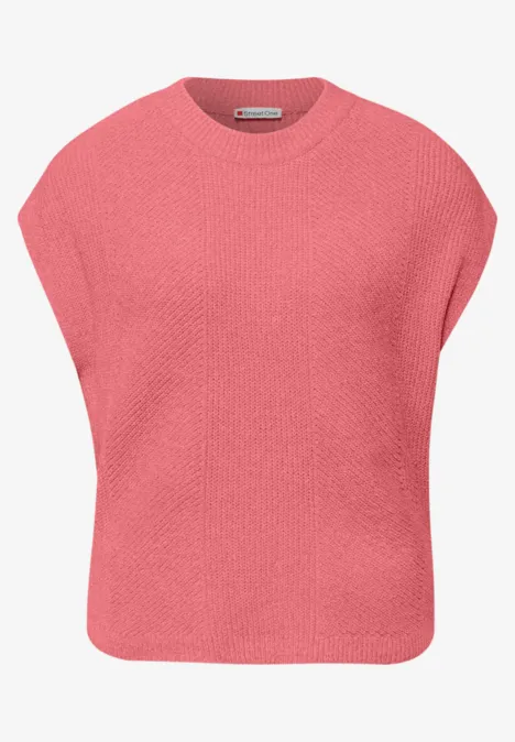 Pull chenille sans manches striking coral