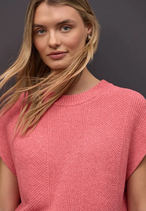 Pull chenille sans manches striking coral