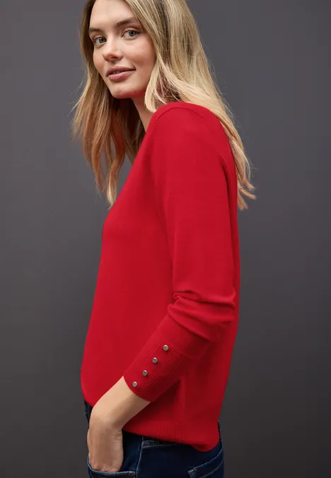 Pullover mit Knopfdetail racing red