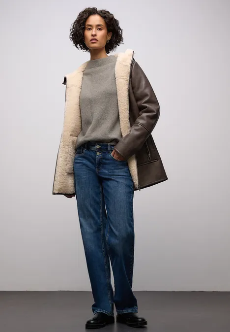 Trui met structuurmix muted mocha mel.