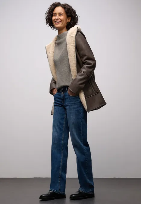 Trui met structuurmix muted mocha mel.