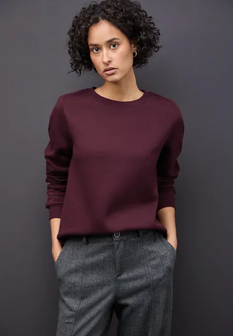 Sweatshirt mit Rippdetail noble red Sweatshirt mit Rippdetail noble red
