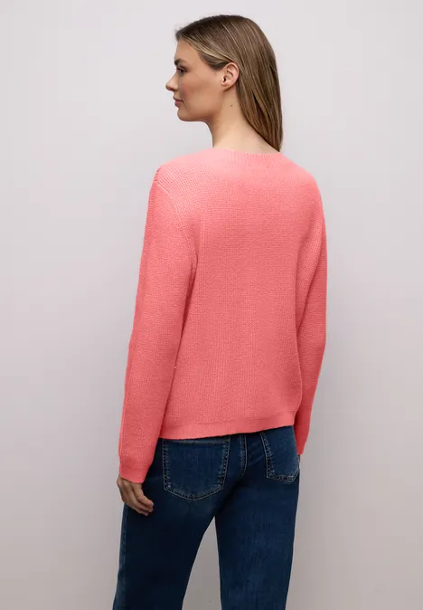 Pullover mit Knopfdetail striking coral mel.