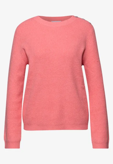 Pullover mit Knopfdetail striking coral mel.