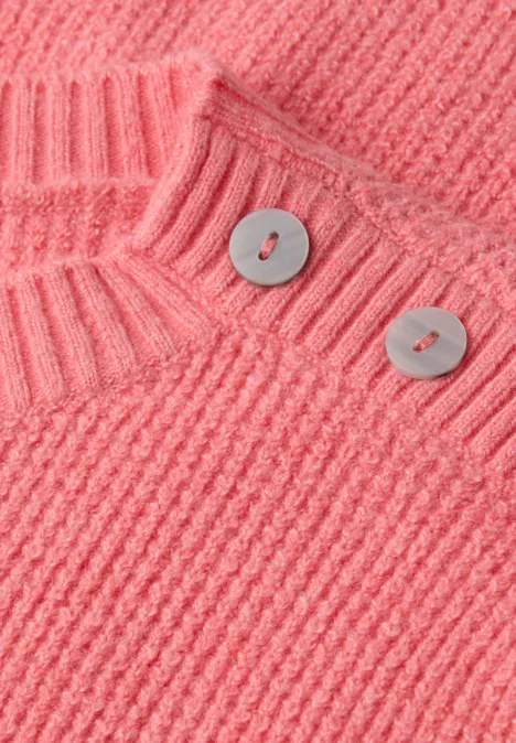 Pullover mit Knopfdetail striking coral mel.