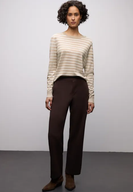Trui met strepen cotton beige