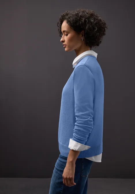 Basic Pullover bonnet blue mel.