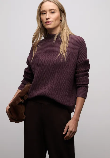 Pullover mit Strukturmix jazz berry Pullover mit Strukturmix jazz berry