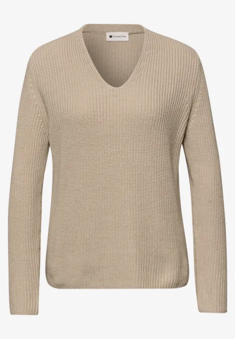 Pullover in Unifarbe cotton beige