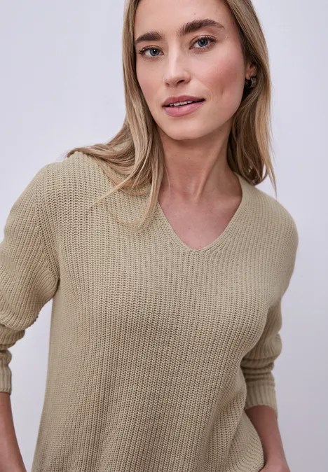 Pullover in Unifarbe cotton beige