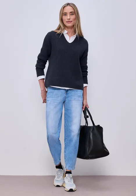 Pullover in Unifarbe shadowed navy Pullover in Unifarbe shadowed navy