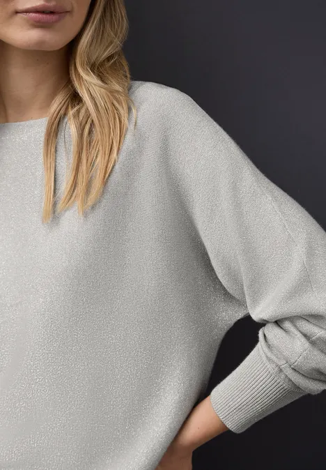 Glitzernder Dolman Pullover pelican grey mel.