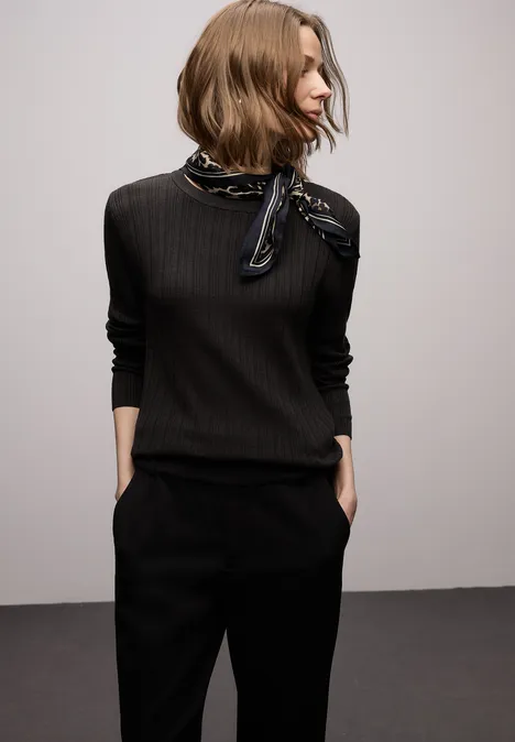 Pullover mit Rippstruktur darkest brown