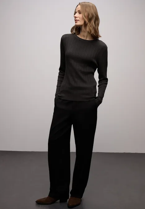 Pullover mit Rippstruktur darkest brown