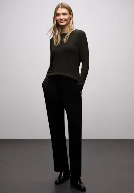 Pullover mit Rippstruktur darkest brown