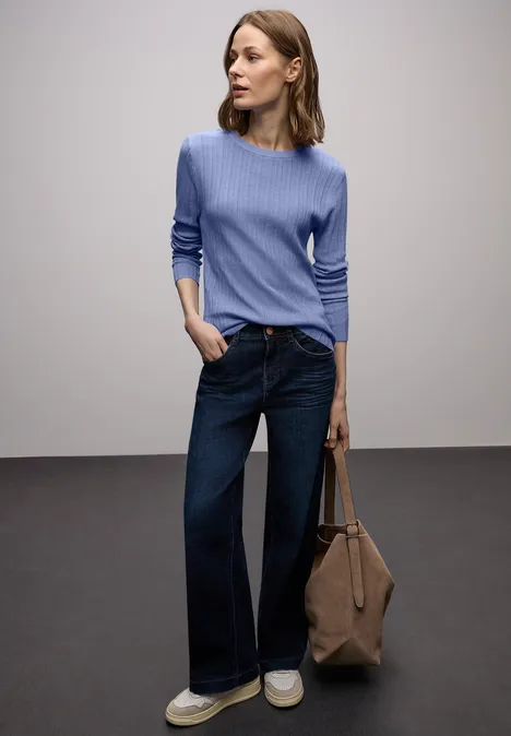 Pullover mit Rippstruktur frosted blue mel.