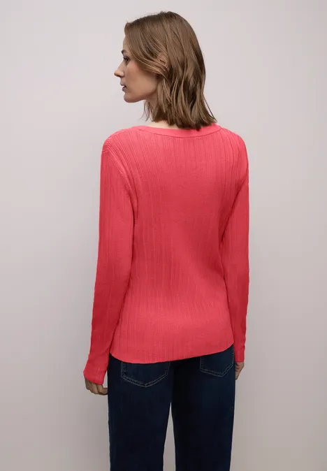 Pullover mit Rippstruktur striking coral