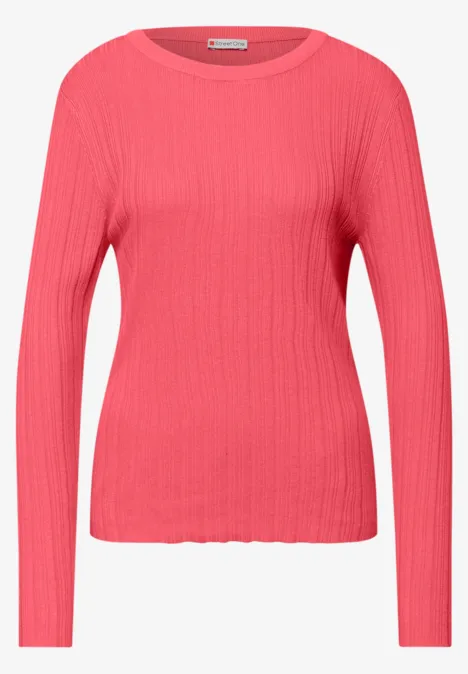 Pullover mit Rippstruktur striking coral