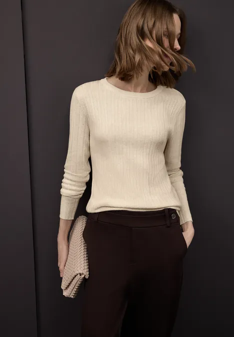 Pullover mit Rippstruktur cotton beige mel.