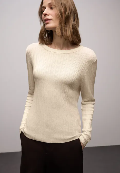 Pullover mit Rippstruktur cotton beige mel.