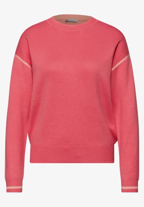 Pullover mit Kontrastdetails striking coral