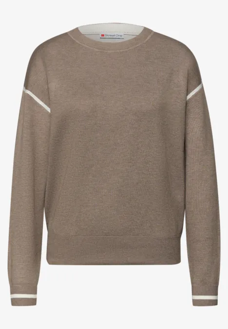 Trui met contrasterende details light terra mocha mel.