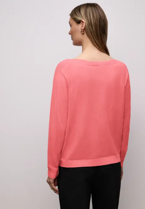 Basic U-Boot Pullover striking coral mel. Basic U-Boot Pullover striking coral mel.