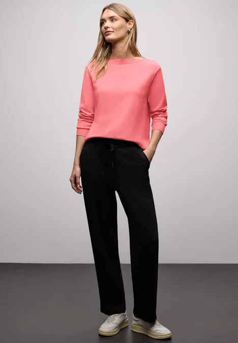 Basic U-Boot Pullover striking coral mel. Basic U-Boot Pullover striking coral mel.