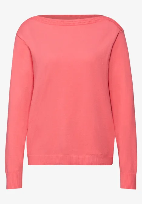 Basic U-Boot Pullover striking coral mel. Basic U-Boot Pullover striking coral mel.