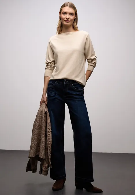 Basic U-Boot Pullover cotton beige mel. Basic U-Boot Pullover cotton beige mel.