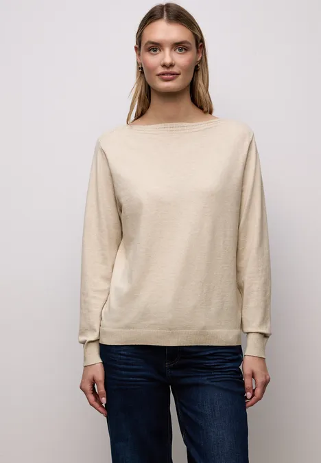 Basic U-Boot Pullover cotton beige mel. Basic U-Boot Pullover cotton beige mel.