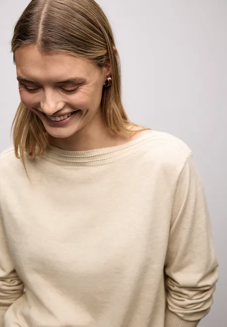 Basic U-Boot Pullover cotton beige mel. Basic U-Boot Pullover cotton beige mel.