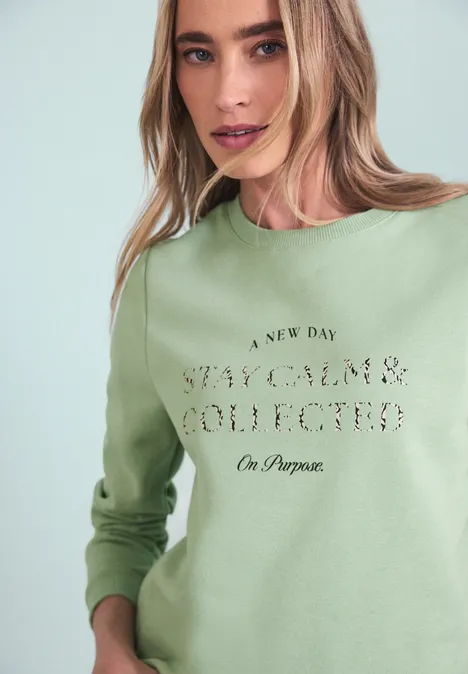 Sweatshirt met kunstwerk pale mint green Sweatshirt met kunstwerk pale mint green