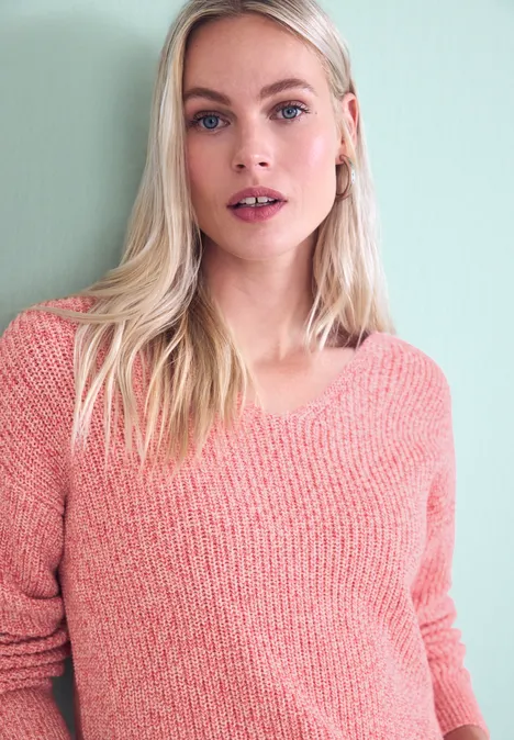 Mouliné Pullover striking coral