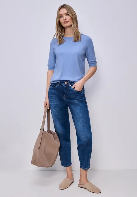 Pull-over en couleur unie bonnet blue Pull-over en couleur unie bonnet blue