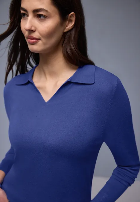 Pullover mit Polokragen amparo blue