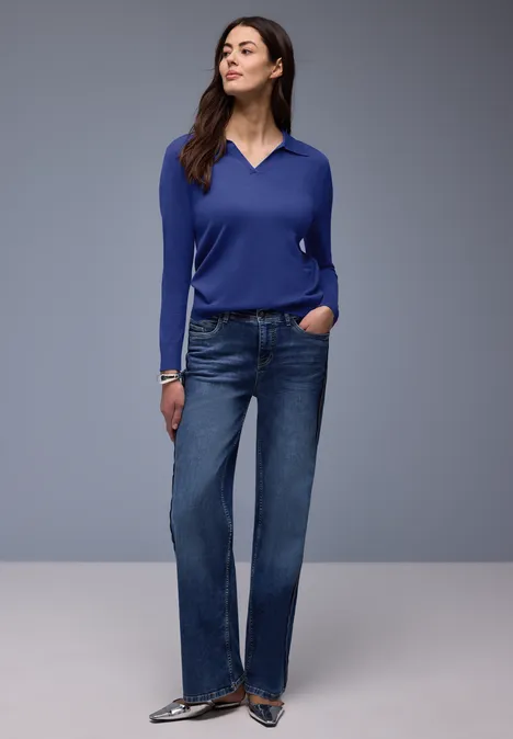 Pullover mit Polokragen amparo blue