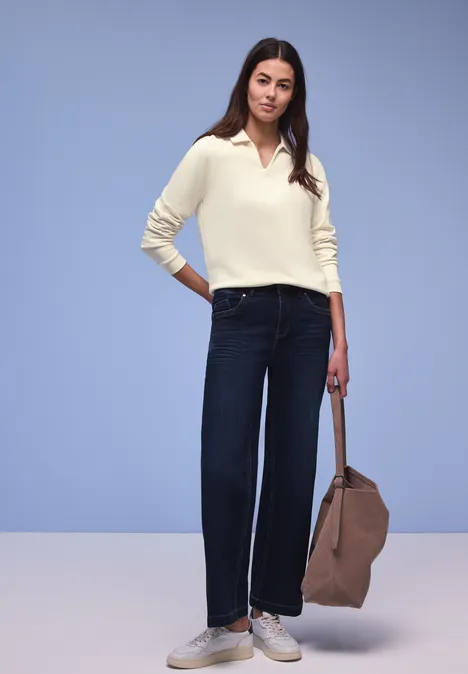 Sweater met kraag soft beige