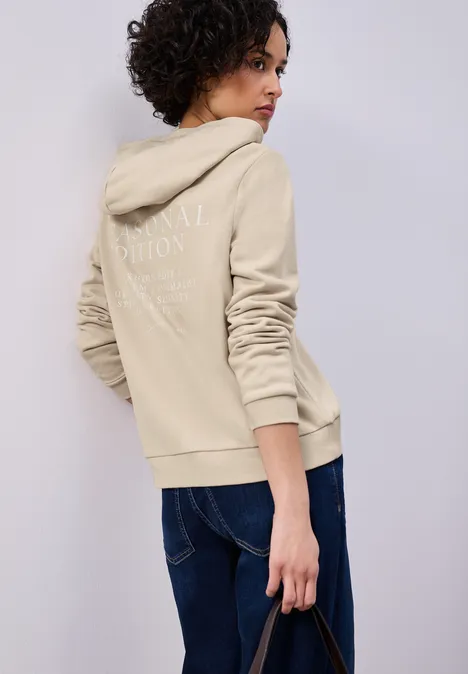 Hoodie met achteropdruk cotton beige Hoodie met achteropdruk cotton beige